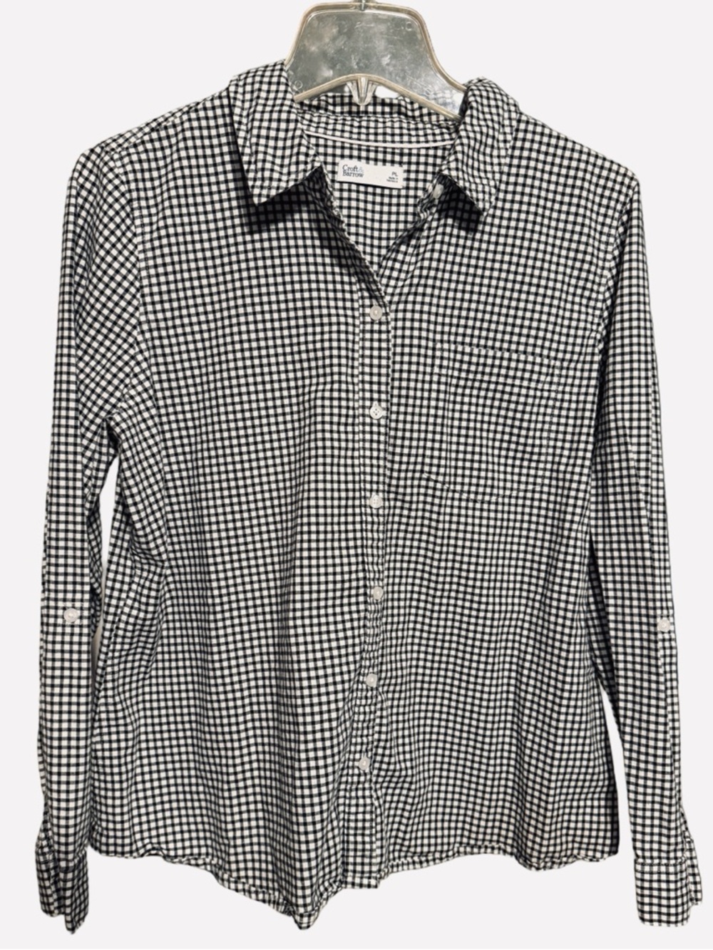 Croft & Barrow Black & White Gingham Check Button-Up Shirt